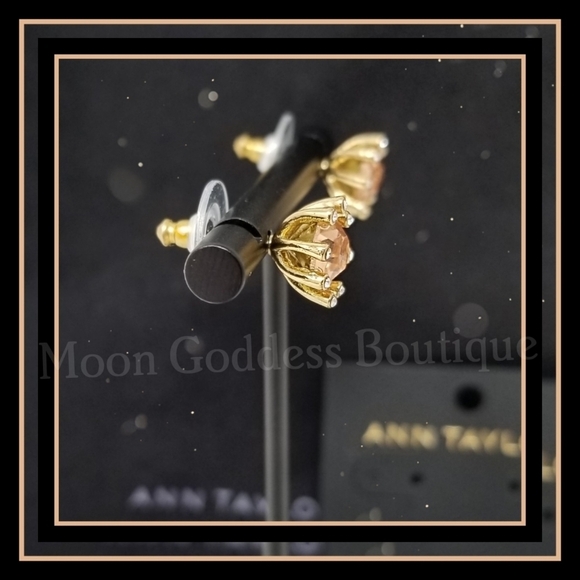 Ann Taylor ✦ Citrine Gemstone Earrings ✦ Gold Filled Studs w/ AAA Crystals NWT - Picture 6 of 11